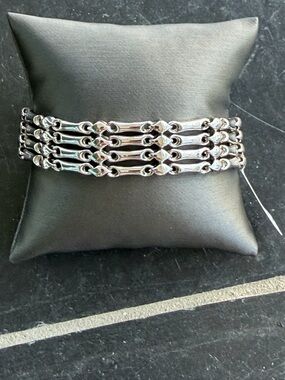 14kt Stunning White Gold Multi-Row Bracelet  7” made in Italy